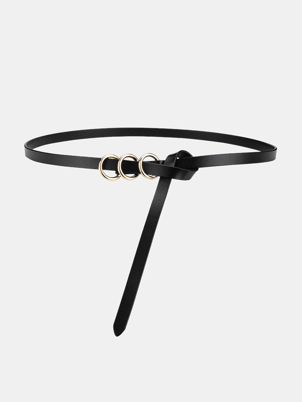 Triple Metal Ring Leather Belt