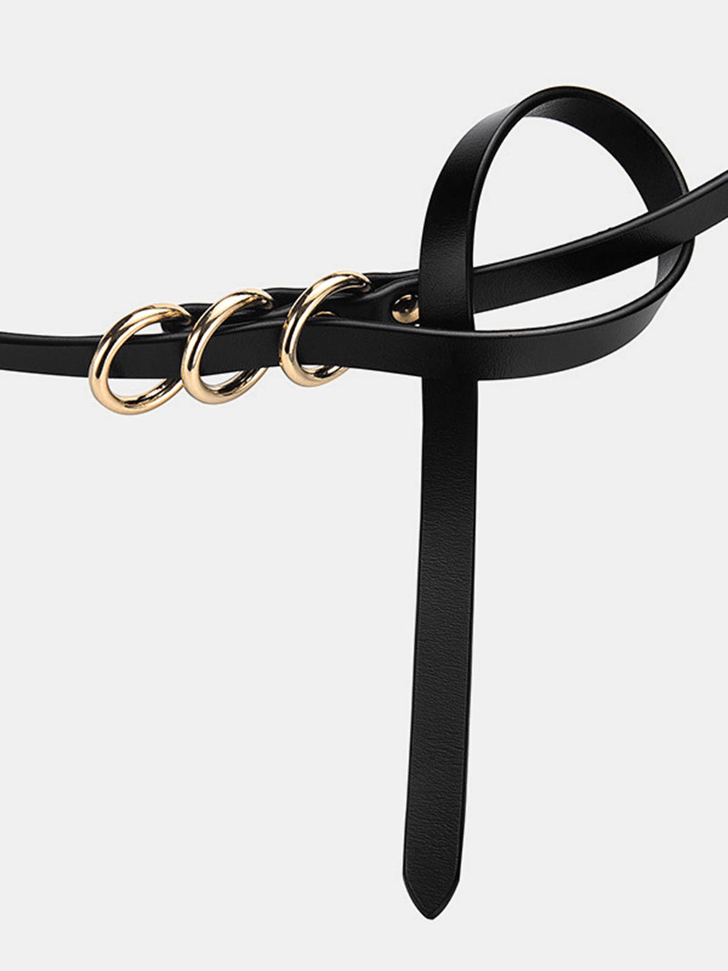 Triple Metal Ring Leather Belt