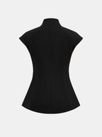 Metal Buckle Waist Cinched Sleeveless Top