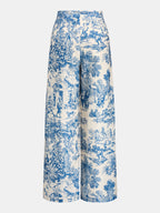 Pantalón Ancho Plisado con Estampado Toile