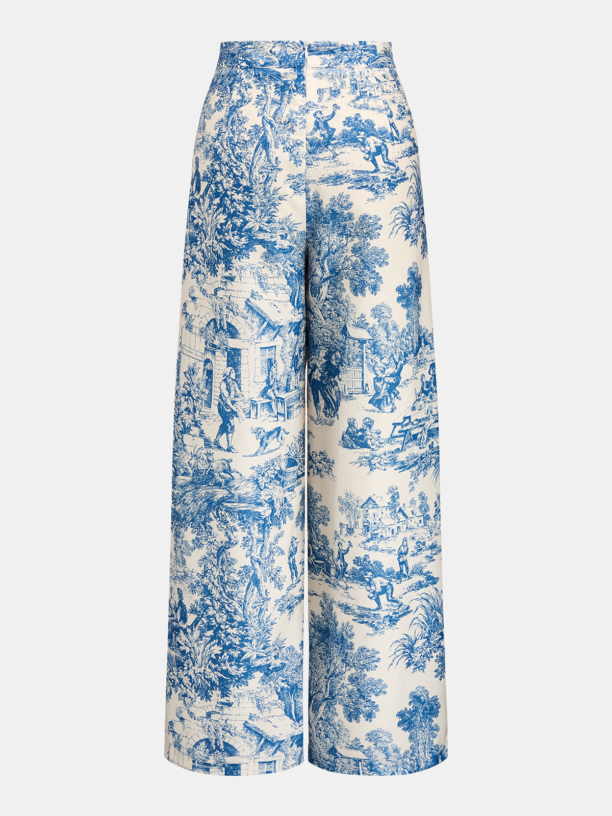 Pantalón Ancho Plisado con Estampado Toile