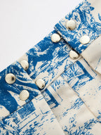 Pantalón Ancho Plisado con Estampado Toile