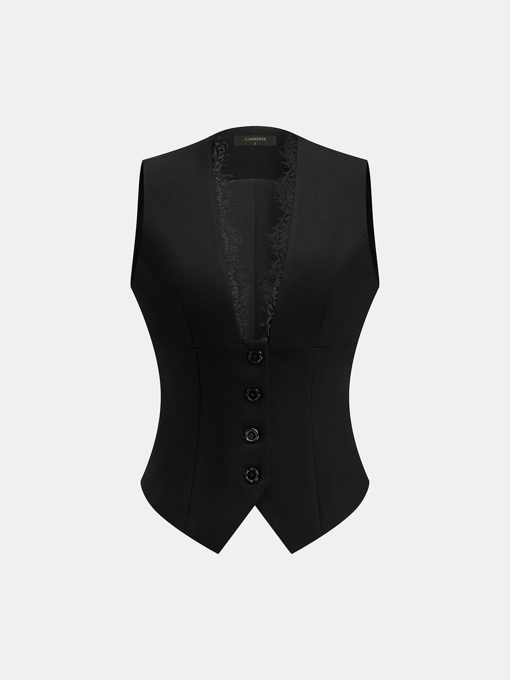 Conjunto de Chaleco Cuello en V con Ribete de Encaje y Pantalón