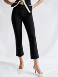 Pantalón Capri Acampanado Elástico de Cintura Media
