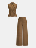Conjunto de Chaleco Estructurado de Cuello Alto y Pantalón