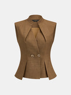 Conjunto de Chaleco Estructurado de Cuello Alto y Pantalón
