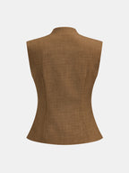 Conjunto de Chaleco Estructurado de Cuello Alto y Pantalón