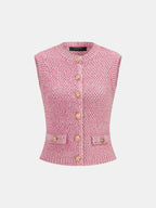 Metal Button Mix Yarn Knit Cardigan
