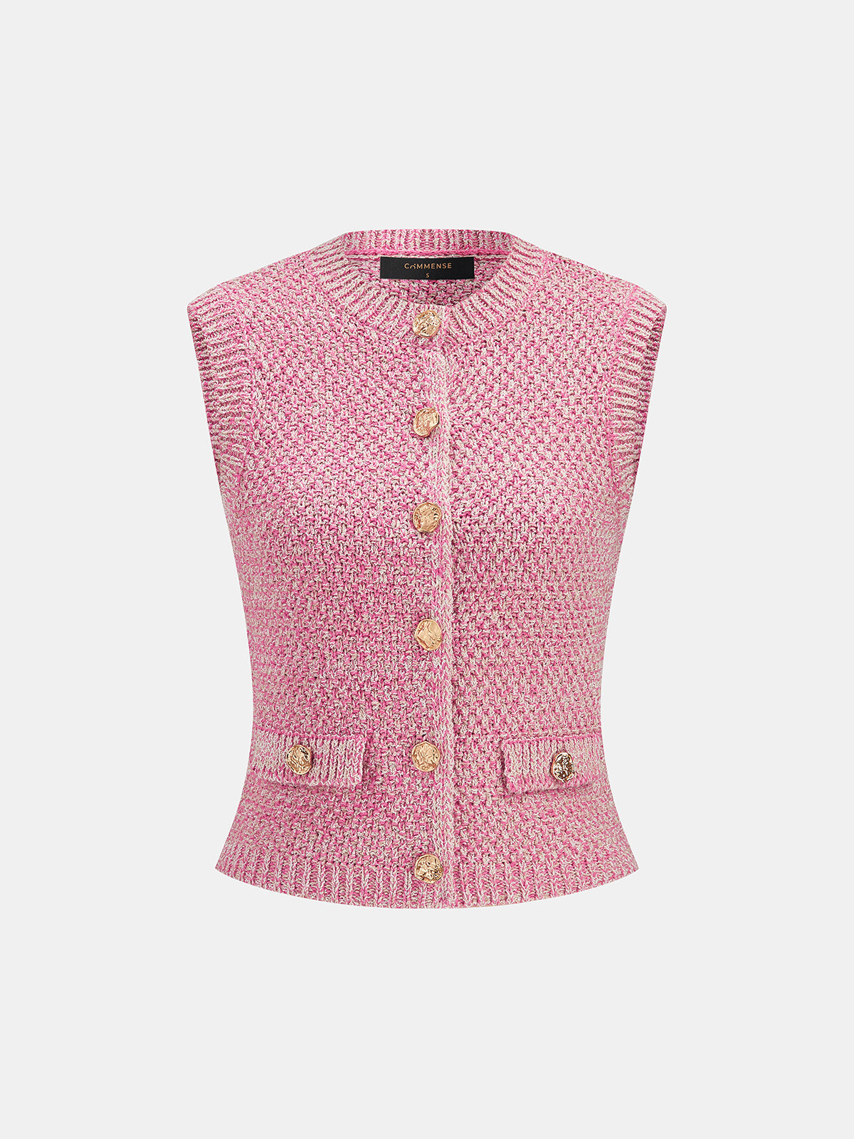 Metal Button Mix Yarn Knit Cardigan