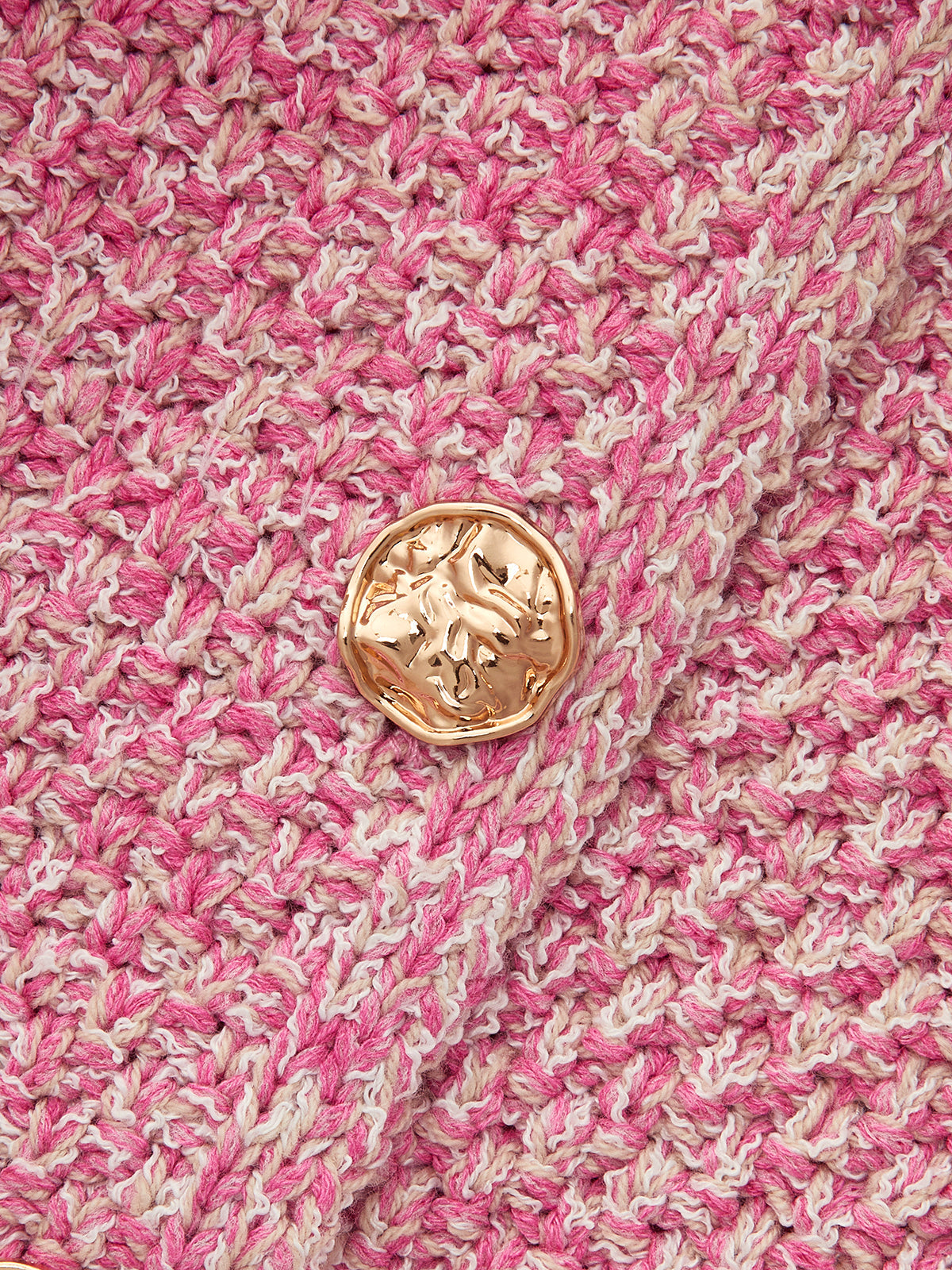 Metal Button Mix Yarn Knit Cardigan