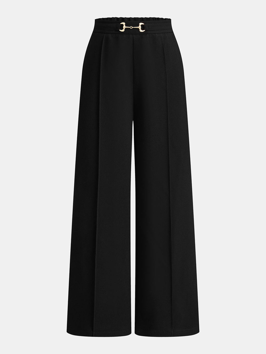 Pantalón Recto de Cintura Media con Hebilla Metálica