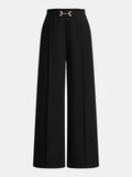 Pantalón Recto de Cintura Media con Hebilla Metálica