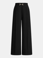 Pantalón Recto de Cintura Media con Hebilla Metálica