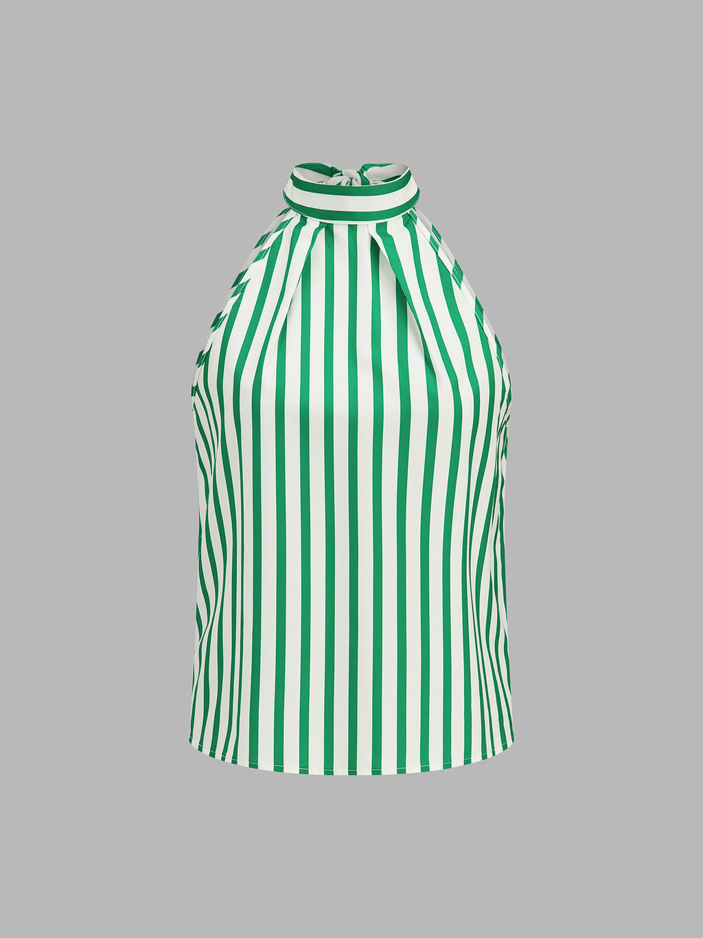 Conjunto de Top Halter a Rayas y Pantalón con Detalle Metálico