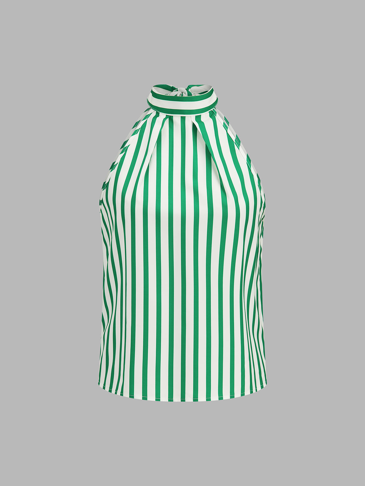Conjunto de Top Halter a Rayas y Pantalón con Detalle Metálico