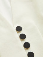 V‑Neck Pleated Peplum Button Blazer