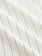 Pantalón Ancho de Lino y Algodón a Rayas con Cinturón