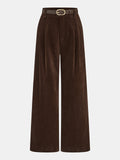Pantalón Ancho Plisado de Pana con Cinturón