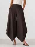 Pantalón Ancho de Dobladillo Irregular