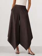 Pantalón Ancho de Dobladillo Irregular