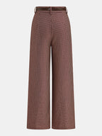 Pantalón Ancho Plisado a Cuadros con Cinturón