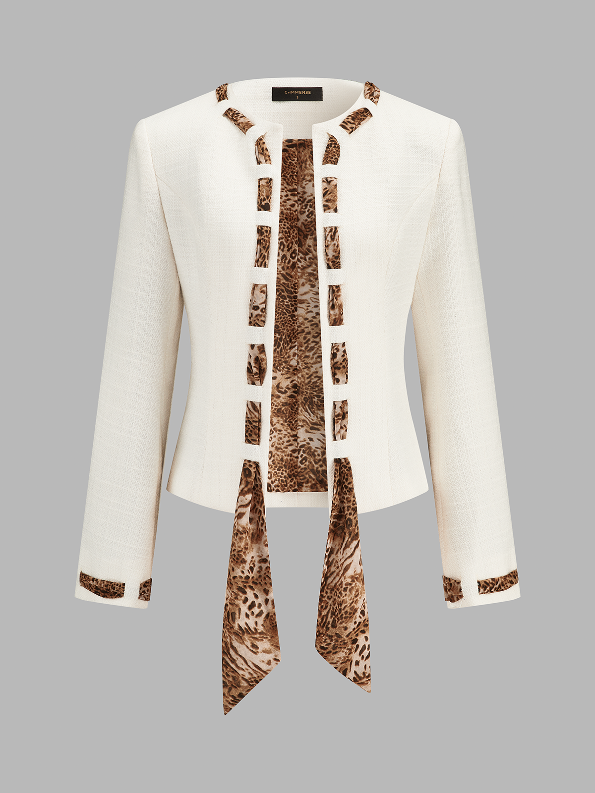 Leopard Ribbon Tweed Blazer