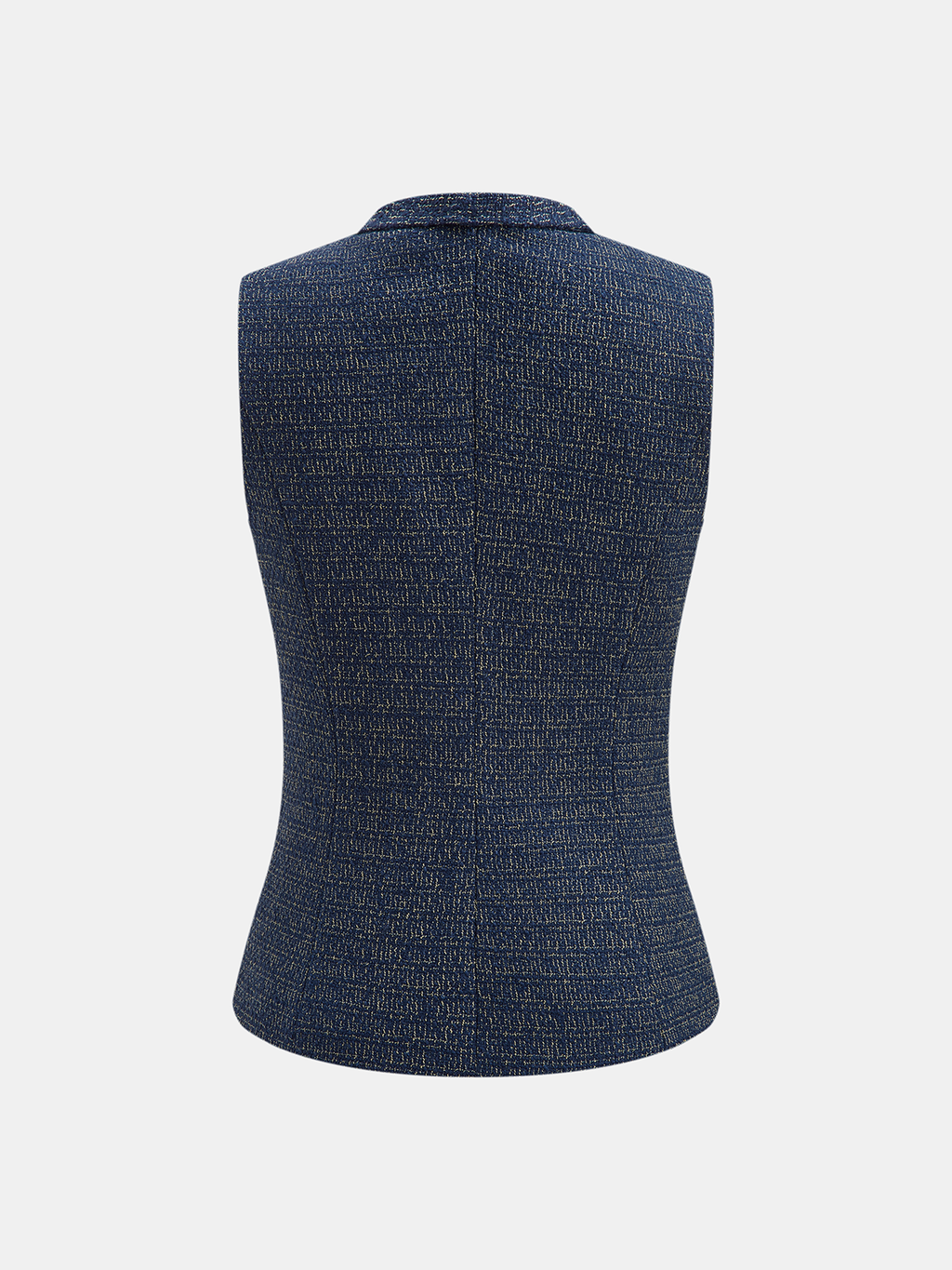 Conjunto de Chaleco de Tweed con Lazo al Cuello y Pantalón Recto