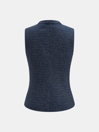 Conjunto de Chaleco de Tweed con Lazo al Cuello y Pantalón Recto