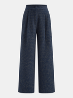 Conjunto de Chaleco de Tweed con Lazo al Cuello y Pantalón Recto