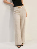 Pantalón Ancho Texturizado con Detalle de Cadena