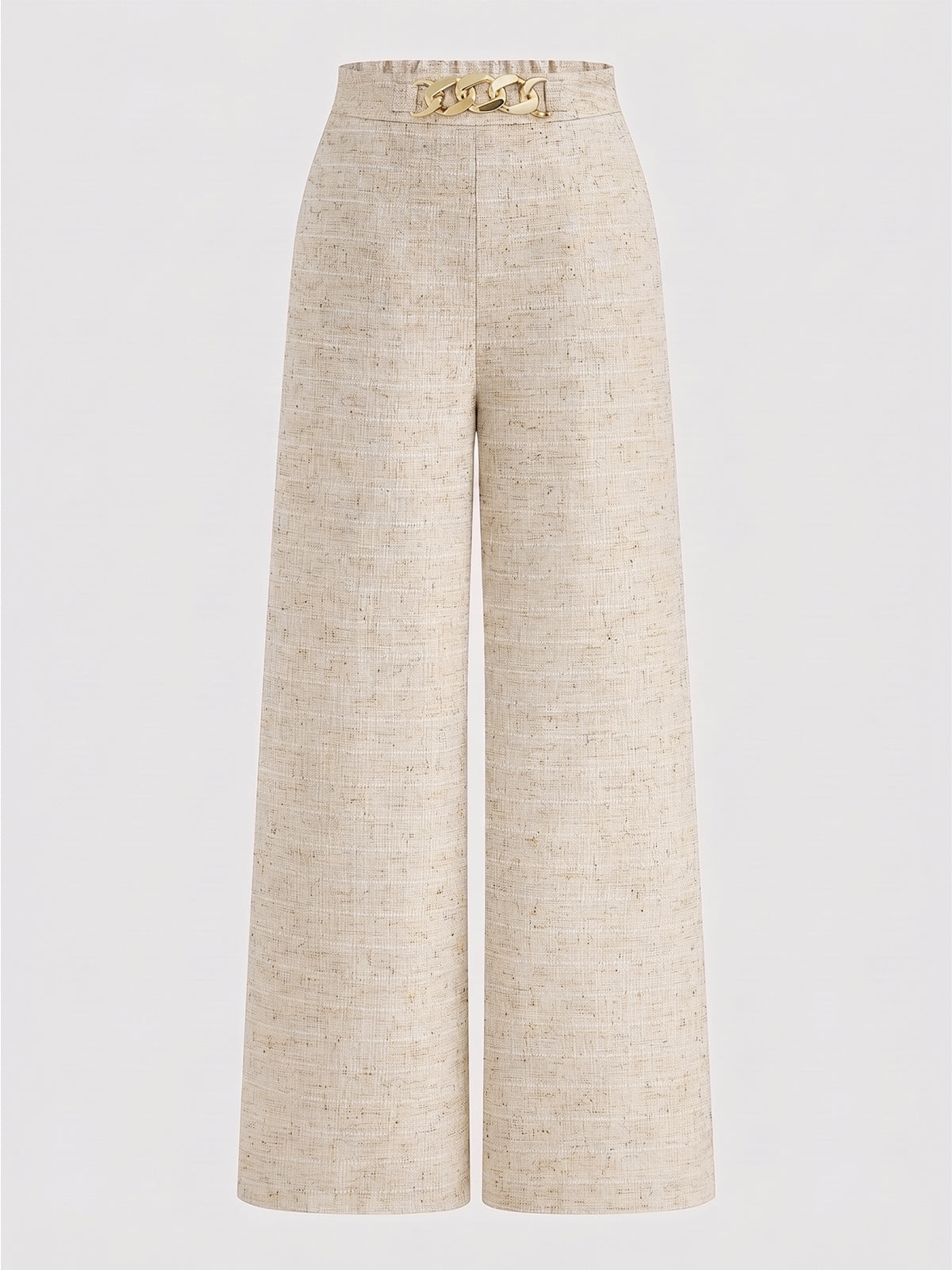 Pantalón Ancho Texturizado con Detalle de Cadena