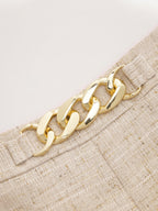 Pantalón Ancho Texturizado con Detalle de Cadena