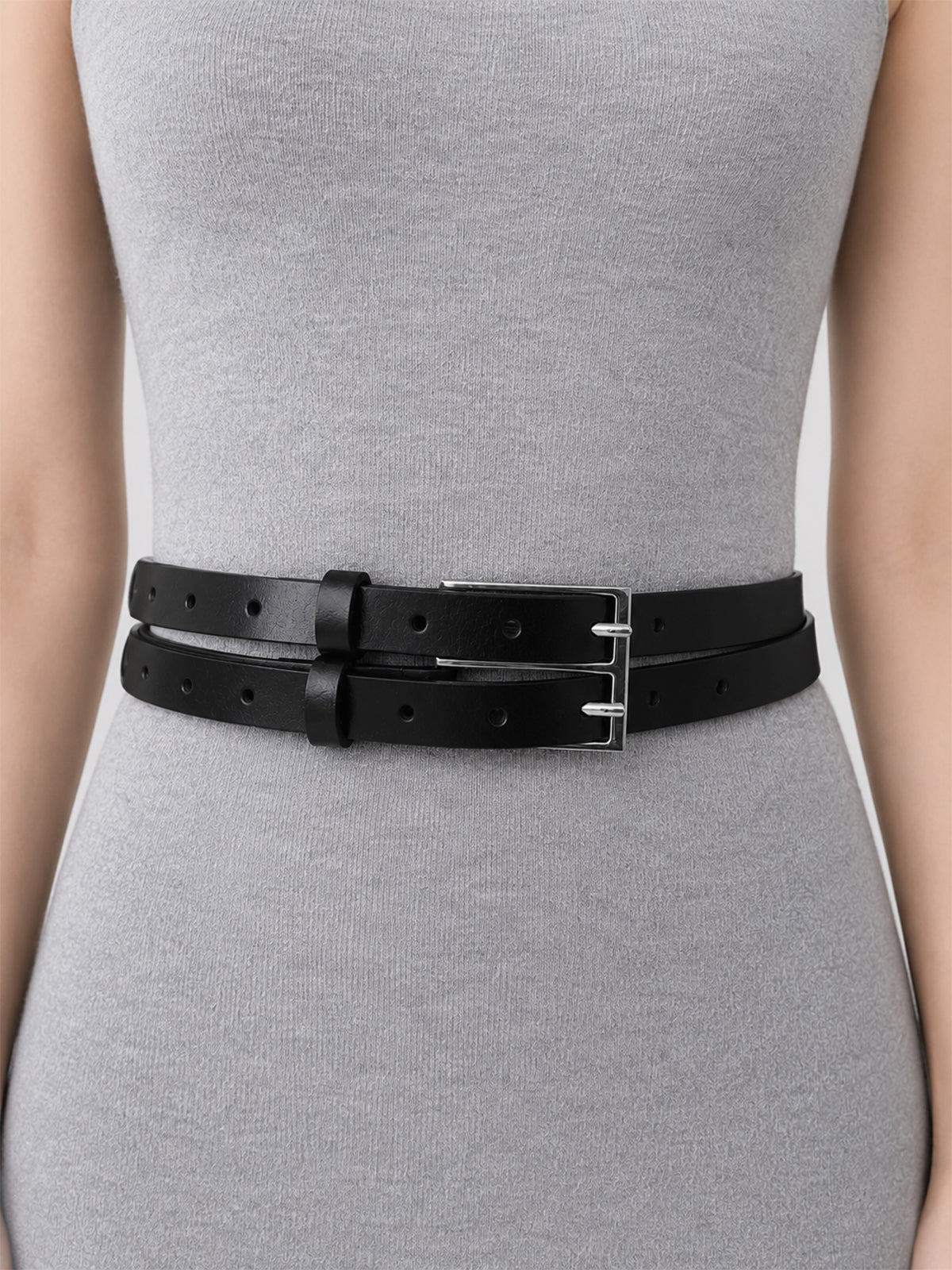 Double Buckle Leather Belt