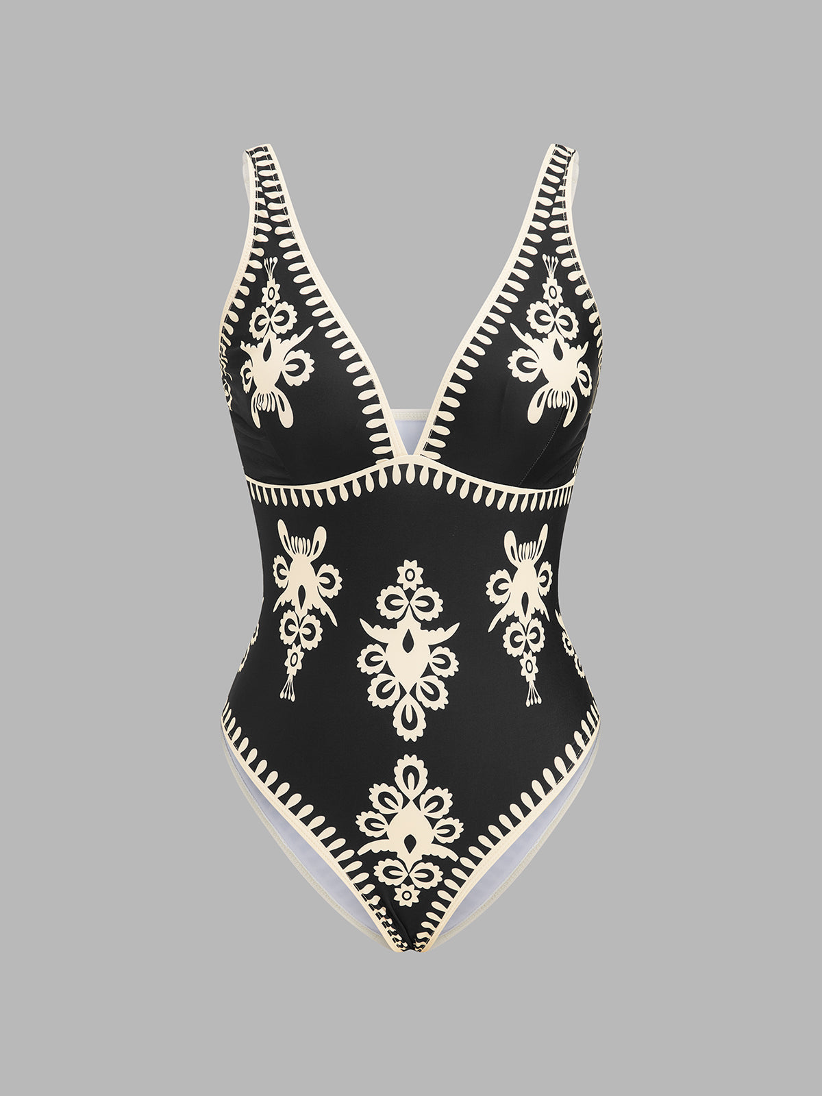 Ethnic Print One Piece Swimsuit & Sarong Set