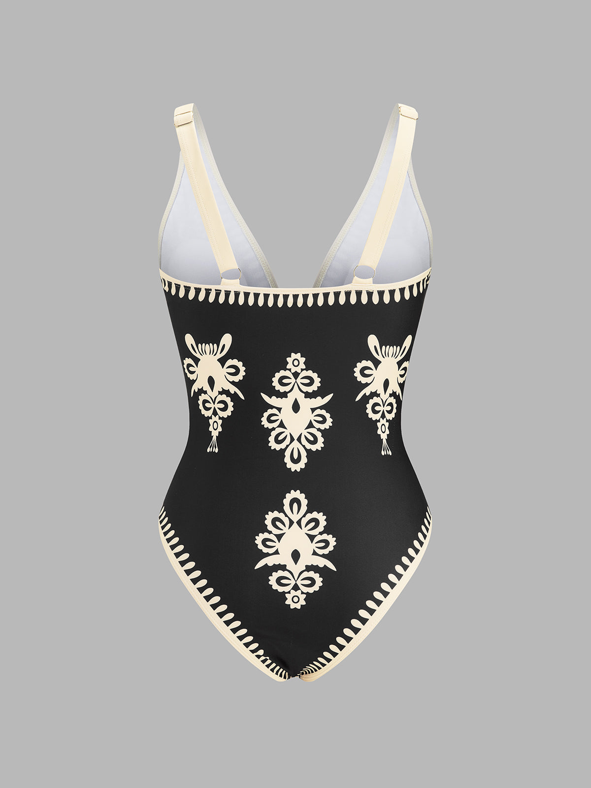 Ethnic Print One Piece Swimsuit & Sarong Set