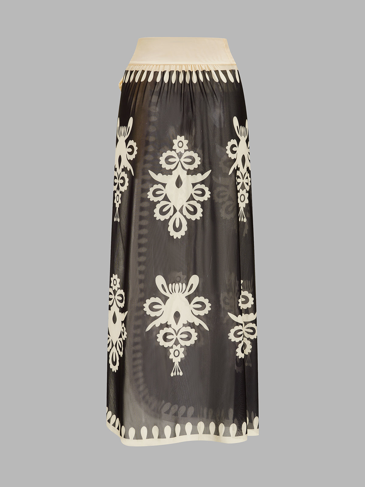 Ethnic Print One Piece Swimsuit & Sarong Set