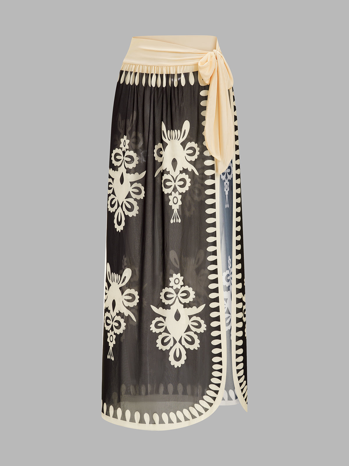 Ethnic Print One Piece Swimsuit & Sarong Set