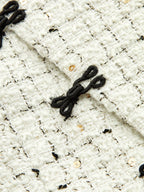 Frog Button Tweed Contrast Cuff Blazer