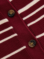 Striped Ruffle Hem Ribbed Knit Cardigan