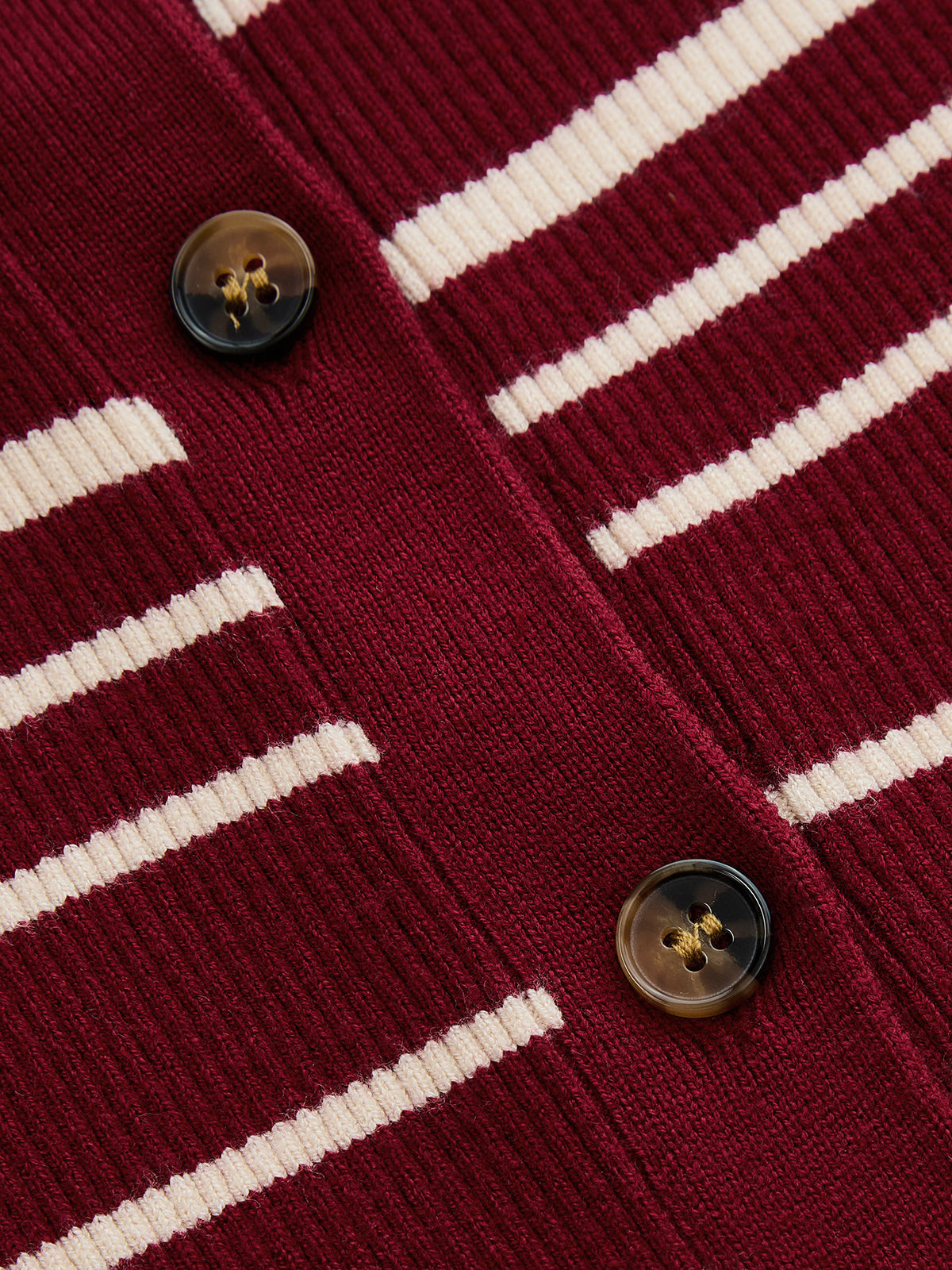 Striped Ruffle Hem Ribbed Knit Cardigan