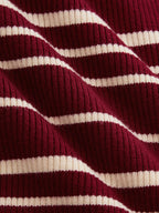 Striped Ruffle Hem Ribbed Knit Cardigan