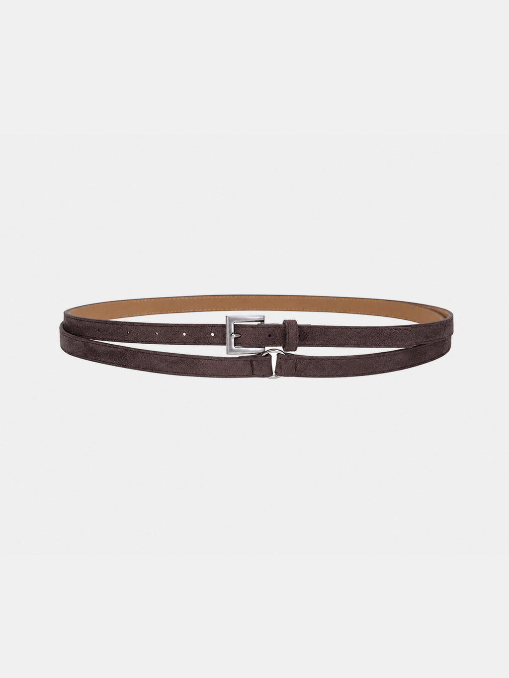 Suede Effect Double Wrap Thin Waist Belt