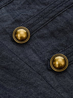 Faux Denim Napoleon Double Breasted Vest