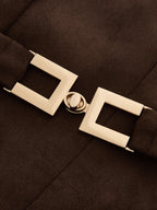 Suede Effect Stand Collar Belted Vest