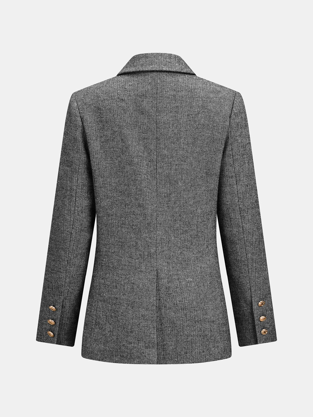 Herringbone Double‑Breasted Wool Blend Blazer