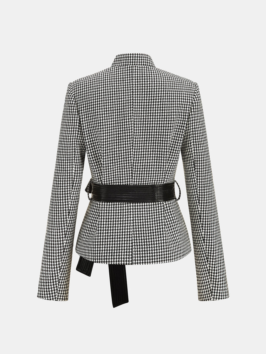 Houndstooth Frog Button Belted Jacket