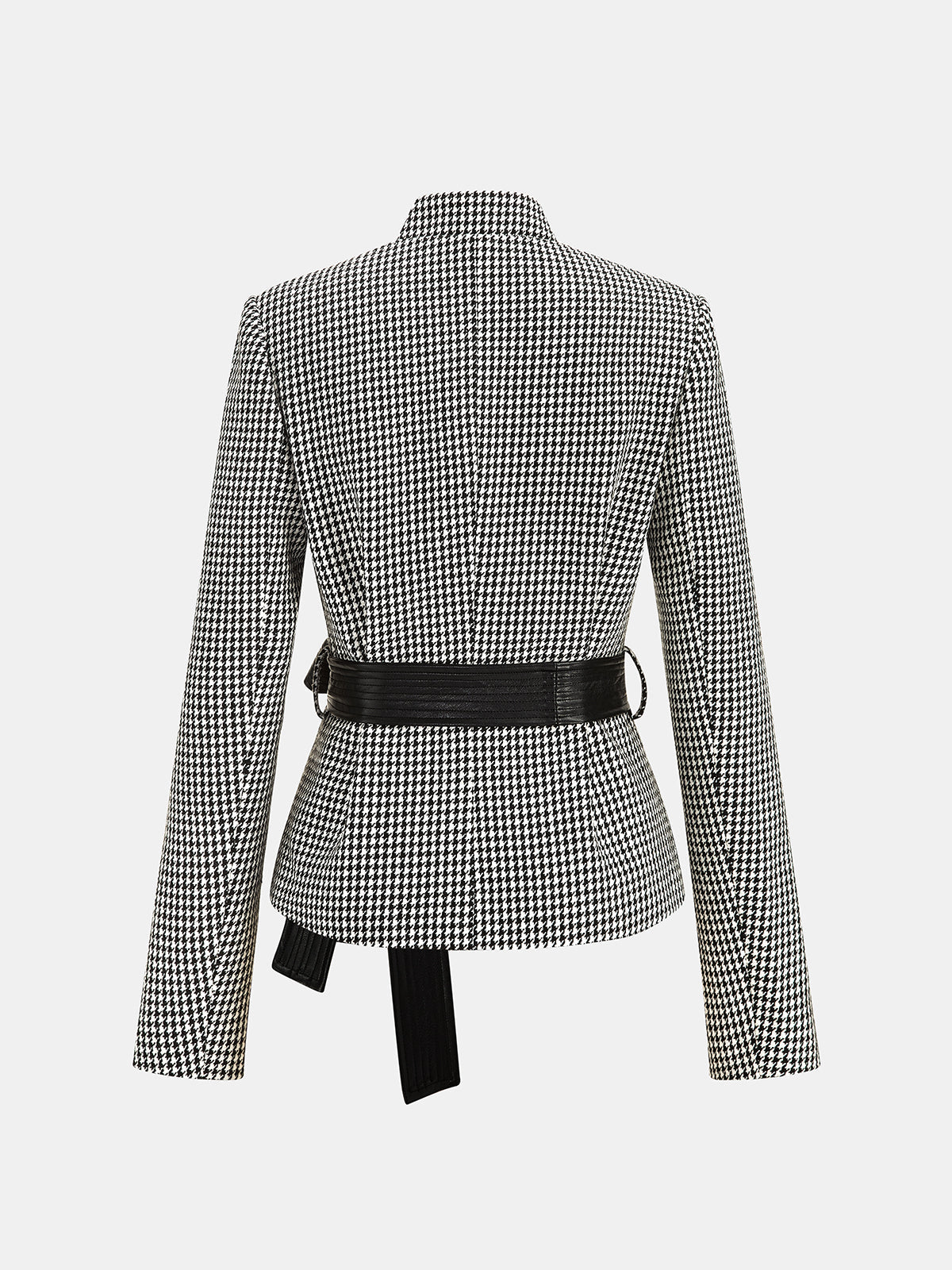 Houndstooth Frog Button Belted Jacket