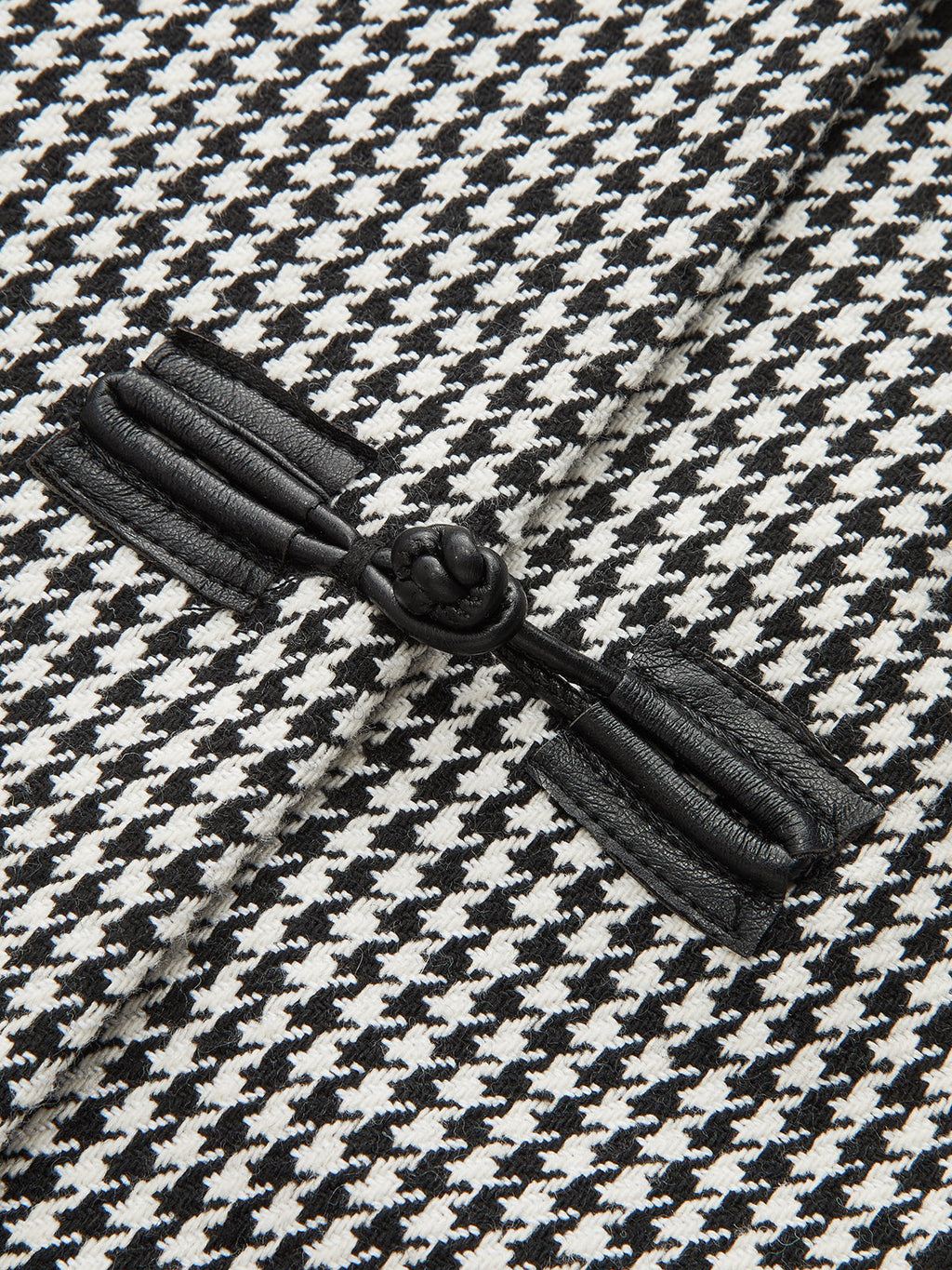 Houndstooth Frog Button Belted Jacket