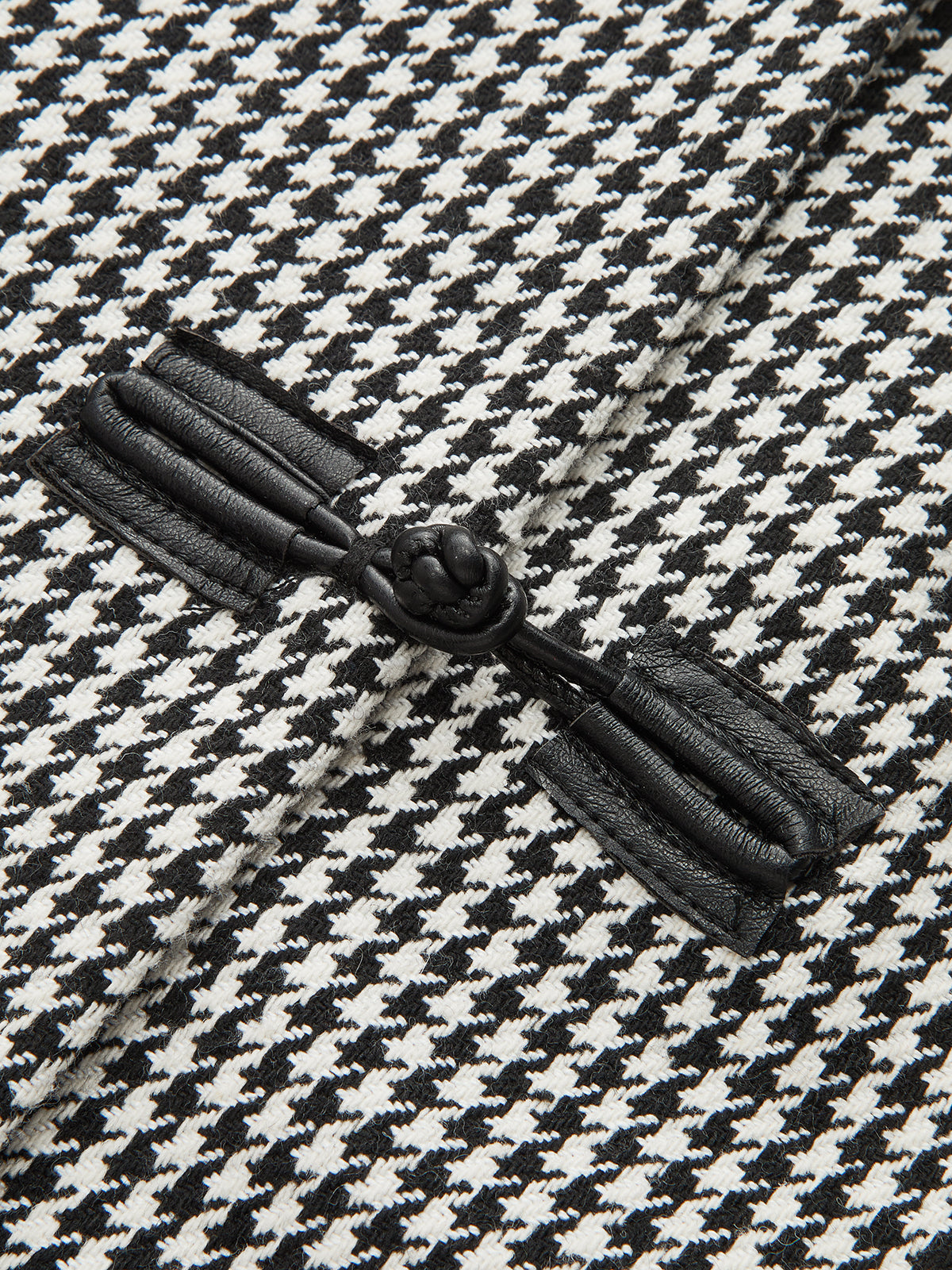 Houndstooth Frog Button Belted Jacket