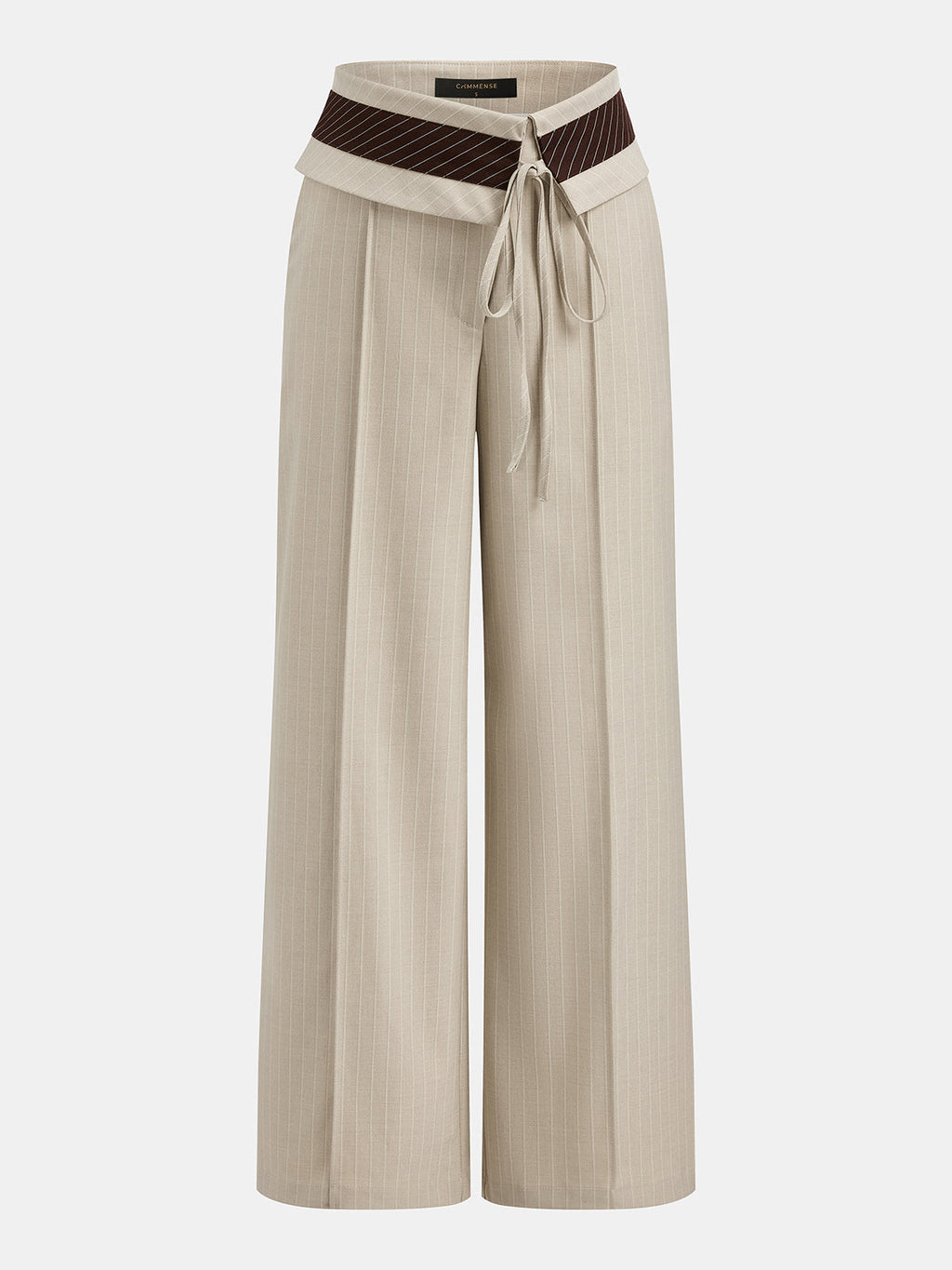 Pantalón Ancho de Raya Diplomática con Cintura Doblada